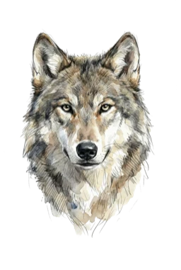 Watercolor face of Pathfinder Wolf