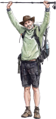 Caspar, hiker character illustration